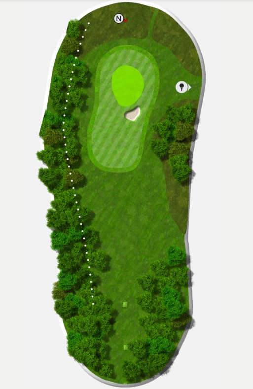 Top-down kart av hull 2, Surnadal Golfpark